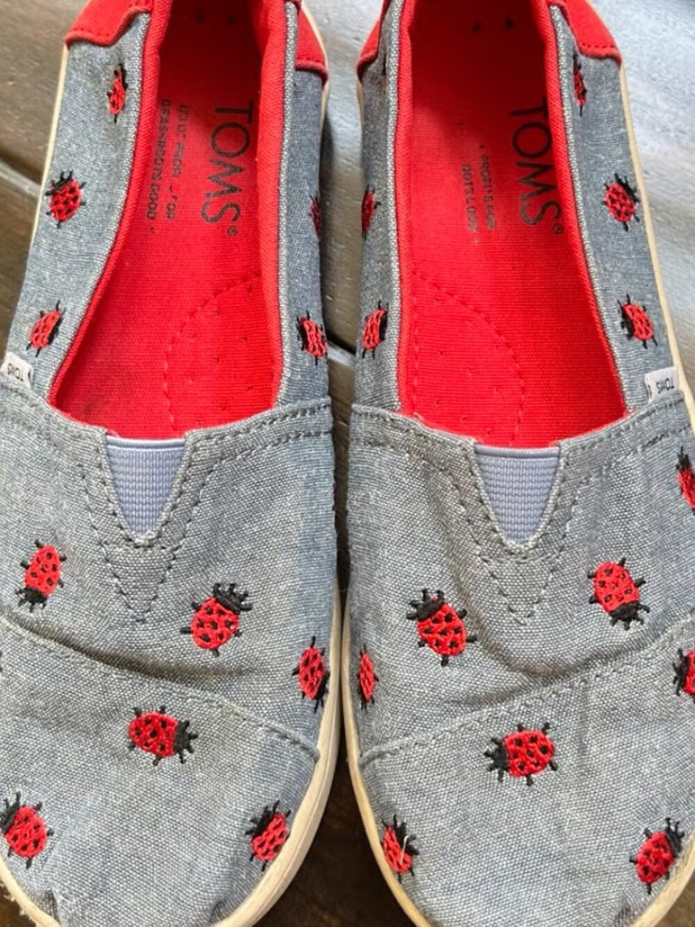Classic Lucky Ladybug Alpargata slip on, size Y6/Women's 7.5